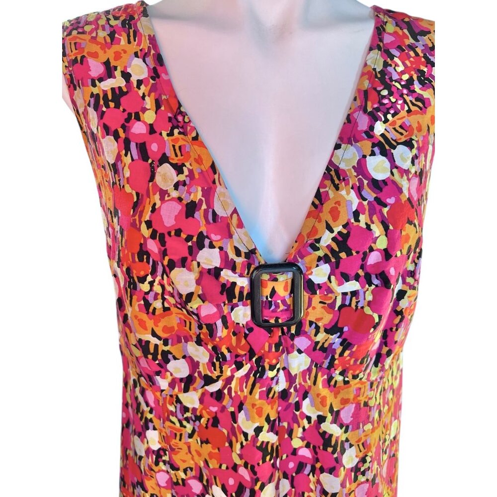 Notations Womens Sleeveles  Dress 2X Empire Multicolor Print Lined Cotton Blend - Picture 2 of 9